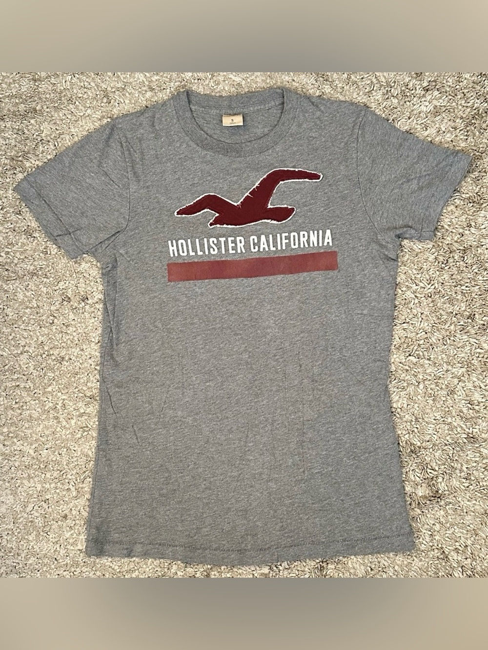 Hollister California Men’s S Gray Crew Neck Embroidered Seagull S/S T-Shirt